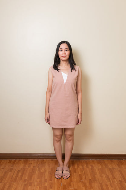 Dove Cotton Linen Dress - Faded Pink