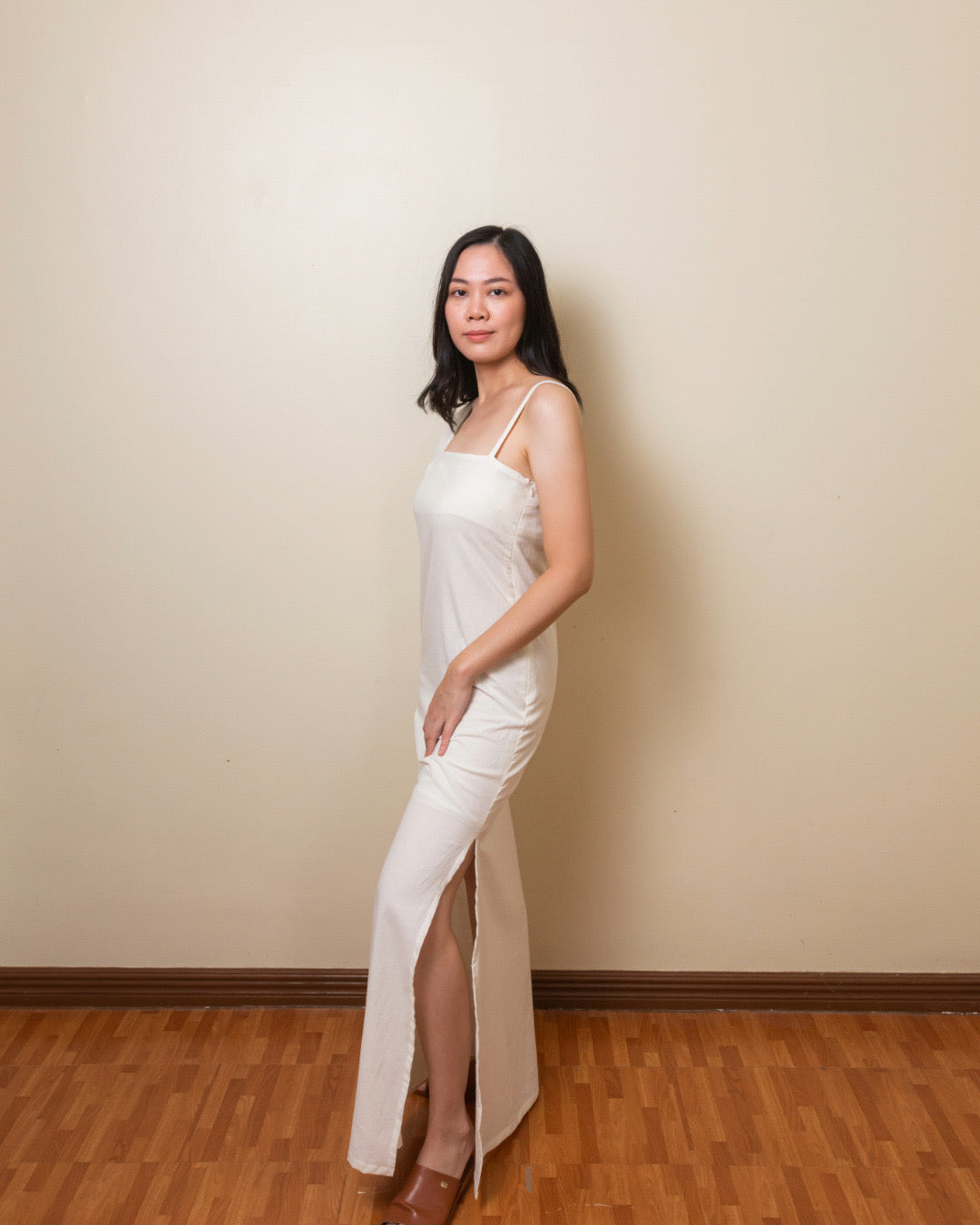 Aura Cotton Linen Dress - Ivory